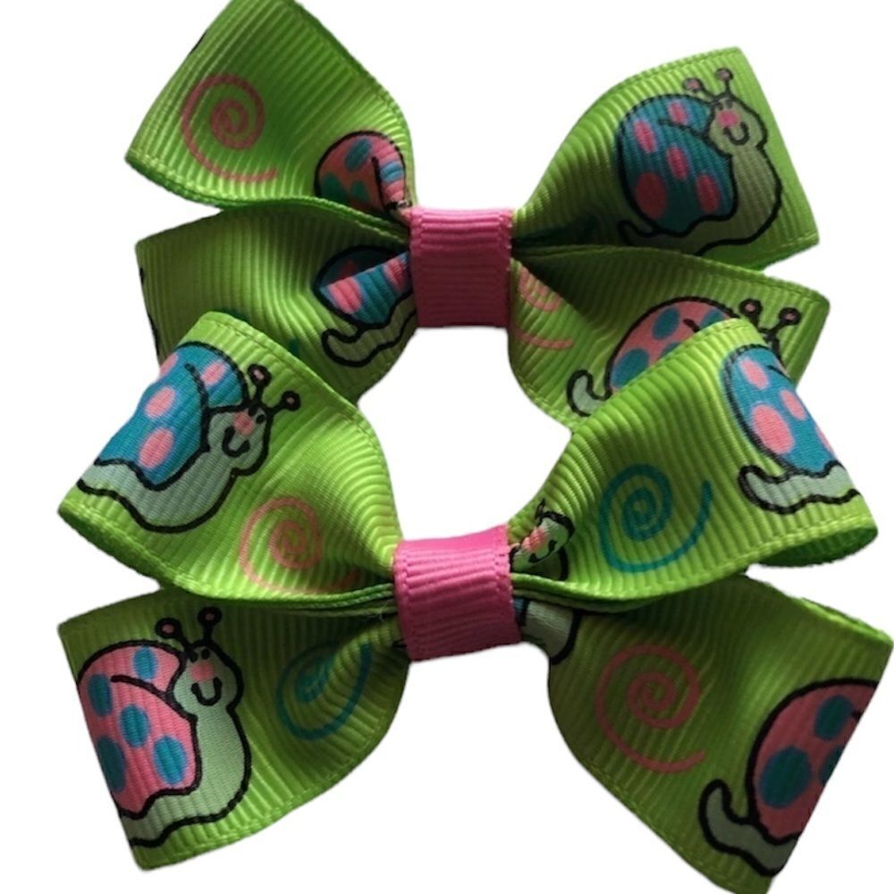 Bow pair hair bows accessories snails swirls green